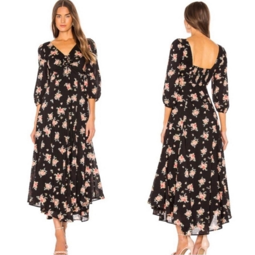 Free People Floral Sea Glass Midi Dress Size 0